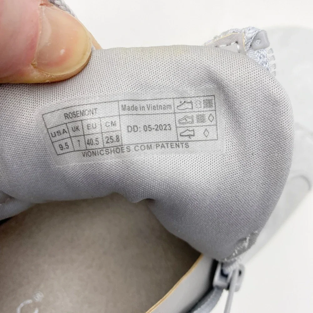 Vionic Rosemont‎ Suede Side Zip High Top Sneaker Womens 9.5 Light Gray